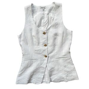 Madewell White Linen‎ Button Front Vest Top Size 4